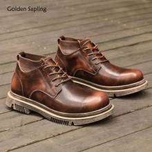 Golden Sapling-Botas Vintage para hombre, zapatos formales de ocio a la moda, de cuero genuino, estilo occidental, para exteriores 2024 - compra barato