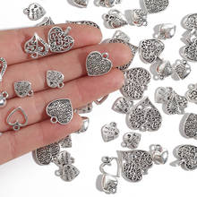 10/20/30/50Pcs Love Heart Charms Bracelets DIY Jewelry Silver Plated Original Bead Jewelry Accessories For Women's Pendant Gift 2024 - buy cheap