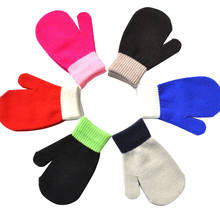 Зимние теплые перчатки для детей в возрасте от 5 до 10 лет, 6 цветов, уплотненные Детские теплые перчатки, новые детские варежки для мальчиков и девочек, вязаные перчатки 2024 - купить недорого