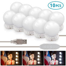 Bombilla de espejo LED para tocador de Hollywood, lámpara de pared USB regulable, sin escalonamiento, 10 bombillas para espejo de maquillaje 2024 - compra barato