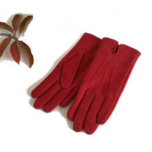 Guantes Térmicos de cuero de gamuza para mujer, manoplas de conducción de cuero, elegantes, a la moda, mantienen el calor, color negro, rojo, DZZP04 2024 - compra barato