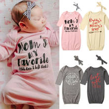 Пеленальное Одеяло для новорожденных девочек с надписью; спальный мешок с длинными рукавами + повязка на голову; комплект одежды 2024 - купить недорого