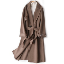 Женское элегантное шерстяное пальто с отложным воротником, женское длинное шерстяное пальто, зимнее теплое пальто из кашемира 2024 - купить недорого