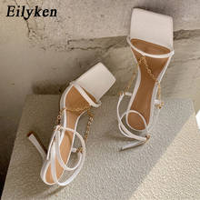 Eilyken White Women Sandals Female heel Fetish Strappy Black Shoes Lady Summer Ankle Strap Chain Sexy Pumps Sandals 2024 - buy cheap