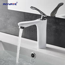 ROVATE Bathroom Vanity Sink Faucet Brass White, Single Handle Single Hole Lavatory Faucet Deck Mount Basin Mixer Tap 2024 - buy cheap