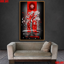 5djapanese bushido sakura samurai pintura diamante quadrado broca redonda mosaico quebra-cabeça imagem de strass bordado decoração 2024 - compre barato