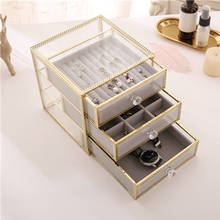 Vintage copper, glass desktop storage box, Jewelry finishing box ,Drawer cosmetics storage box 2024 - buy cheap