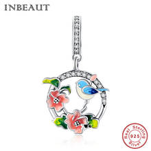 INBEAUT 925 Silver Bird Flower Pendant Charm Woman Enamel Jewelry Suitable for Necklace & Bracelet DIY Bead Fashion Gift Making 2024 - buy cheap