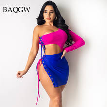 Sexy One Shoulder Lace Up Dress Women Cut Out Night Club Outfit Long Sleeve Bandages Bodycon Dress Female Summer Party Dresses 2024 - buy cheap