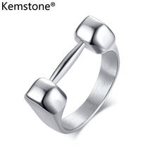 Kemstone creative stainless steel silver color Dumbbell sporty ring for men's jewelry gift 2024 - buy cheap