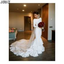 Jieruize-vestido de noiva, mangas compridas, simples, com zíper, vestidos de noiva, estilo sereia, costas nuas 2024 - compre barato