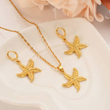 Conjunto de collar y pendientes con colgante de oro para mujer, regalo de fiesta, estrella de mar, joyería fina 2024 - compra barato