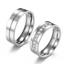 Hot Sale Letters Love You Couples Ring  For Lovers Stainless Steel Women Man Engagement Marriage Rings With Stones Jewelry 2021 2024 - buy cheap