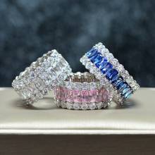 Роскошные обручальные кольца из стерлингового серебра S925 пробы с полным ааааа + цирконием для женщин, вечерние Обручальные сверкающие кольца, ювелирные изделия, подарки для девушки 2024 - купить недорого