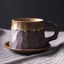Xícara e pires de café retrô de cerâmica japonesa, conjunto criativo de café, chá e escritório para descanso 2024 - compre barato