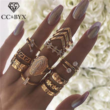 Женские кольца CC, 13 шт., набор колец в форме листа, геометрическая форма, богемное золото, женские свадебные модные ювелирные изделия YH701 2024 - купить недорого