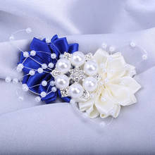 Hot Sale Royal Blue Groom Suit Lapel Pin Men's Corsage Silk Rhinestone Pearl DIY Business Party Wedding Supplies XH049 2024 - buy cheap