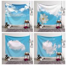 Tapiz de pared de nube de cielo azul, decoración Hippie Boho, almohadilla para dormir, viaje grande, Camping, Yoga, playa, tapiz colgante de pared 2024 - compra barato