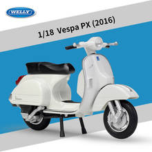 Welly-simulador de motocicleta Vespa PX 2016, 1:18, aleación fundida a presión, modelo B206 2024 - compra barato