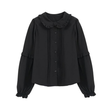 Autumn winter sweet lolita shirt retro peter pan collar puff sleeve plus velvet victorian shirt kawaii girl gothic lolita top 2024 - buy cheap