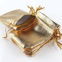 50 шт./лот упаковка для ювелирных изделий из золотой фольги на шнурке Рождественская подарочная упаковка подарочные пакеты 7x9 см 9x12 см свадебные подарочные пакеты 2024 - купить недорого