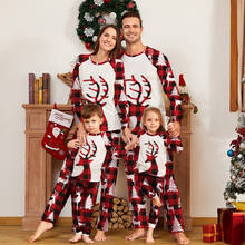 Conjunto de pijamas de natal combinando mãe e filha, traje estampado do papai, filho, bebê, traje xadrez para a família, conjunto de pijamas para casa 2024 - compre barato