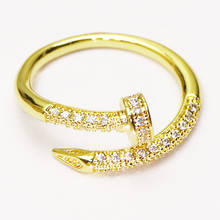 Anéis de metal e zircônia com cor dourada, anéis abertos, joias, anéis, presente para mulheres, joias, 51333 com 10 peças 2024 - compre barato