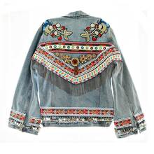 Women Embroidered Denim Jacket 2022 New Spring Vintage Long Sleeve Coat Festival Runway Embellished Coats Chic Ladies Chaqueta 2024 - buy cheap