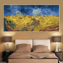 Pintura a tela van gogh trigo campo corpos, a óleo impressões quadros réplica arte da parede da sala de estar decoração de casa 2024 - compre barato