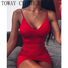 Dress For Women 2022 Sleeveless Spaghetti Strap V-neck Red Dress Holiday Style Sexy Solid Colors Vestidos Elegantes Para Mujer 2024 - buy cheap