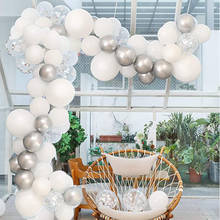 Balões para decoração, 62 tamanhos, branco, prateado, metálico, cinza, confete, guirlanda para chá de panela, casamento, aniversário, festa 2024 - compre barato