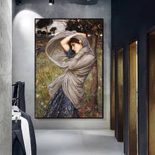 Póster Vintage de pintura en lienzo Boreas, retrato de William Waterhouse, impresiones artísticas en lienzo, arte de pared para decoración de sala de estar 2024 - compra barato