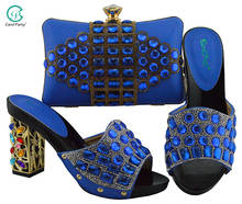 Novo verão decorado com strass senhoras sapatos e bolsa fashion azul real design feminino sapatos e bolsa conjunto 2024 - compre barato