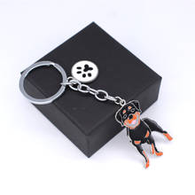 Novelty Design Zinc Alloy Metal Fashion Enamel Dog Paw Print Rottweiler Dog Keychain Keyring Women Bar Car Decor Animal Jewelry 2024 - buy cheap