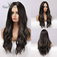 ALAN EATON Mixed Black Brown Long Water Wave Wigs for Black Women Synthetic Hair High Temperature Fiber Middle Part Cosplay Wigs 2024 - buy cheap