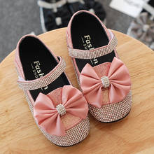 2021 new girls leather shoes autumn fashion diamond bow tie kids girls princess single shoes toddler girls sneakers 2024 - buy cheap