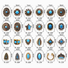 50pcs Bohemia Retro turquoise totem flower 3D Alloy Nail Art Rhinestone metal nails accessories nail art decoration DIY charms 2024 - buy cheap