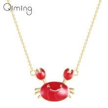 Handmade Red Crab Necklace Baby Birthday Collar Long Gold Chain Cute Pendant Sea Animal Pendants Necklaces For Women 2024 - buy cheap