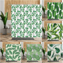 Cortina de ducha de plantas tropicales, decoración de baño con patrón 3D de hojas verdes, cortinas de baño impermeables con ganchos, pantalla de poliéster 2024 - compra barato