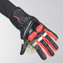 Новые Hyperion короткие кожаные мотоциклетные перчатки мужские кожаные перчатки черные/неоновые красные 2024 - купить недорого