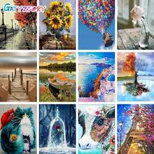 Gatyztory-pintura por números para adultos, cuadro de paisaje de flores, lienzo para colorear, pinturas acrílicas, arte de pared, decoración del hogar 2024 - compra barato