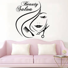 Calcomanía de Arte de pared para salón de belleza, vinilo delicado para decoración de salón de belleza, Mural de mujer 2024 - compra barato
