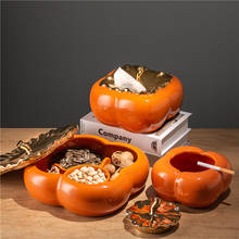 Creative Ceramic Persimmon Fruit Plate Tissue Box Decoration Modern Living Room Office Candy Snacks Dessert Grid Plate with Lid 2024 - buy cheap