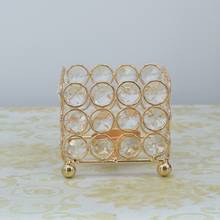 Castiçal de cristal de metal dourado, mesa artesanal, suporte de vela quadrado, adereços de casamento, decoração para casa 2024 - compre barato