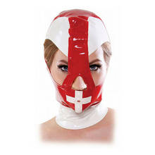 100% Latex Gummi Tight Hood Rot Maske Kapuze Cosplay anti-clip hair Mask S-XXL 2024 - buy cheap