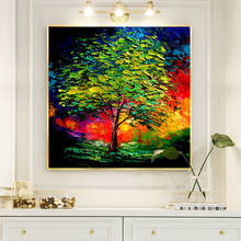 Abstract Tree Sunset Oil Painting on Canvas Landscape Poster and Prints Scandinavian Wall Picture for Living Room Cuadros Decor 2024 - buy cheap