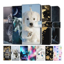 Flip Leather Phone Case For Samsung Galaxy S21 Ultra S20 Lite S20 FE S10e S10 S9 Plus Wallet Card Holder Cover Cat Dog Painted 2024 - buy cheap