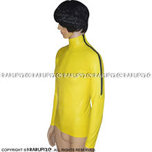 Yellow Sexy Latex Shirt With Long Sleeves Shoulder Zippers Rubber Clothing Clothes Top YF-0143 2024 - buy cheap