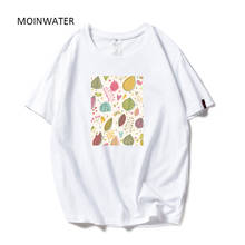 ¡Novedad de 2020! Camisetas MOINWATER para mujer, camisetas con estampado de hojas de algodón blanco y negro, camisetas cómodas de calle para mujer MT1990 2024 - compra barato