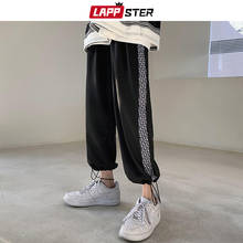 LAPPSTER Men Plaid Side Striped Joggers Pants 2022 Spring Man Black Korean Harajuku Sweatpants Male Streetwear Casual Trousers 2024 - buy cheap